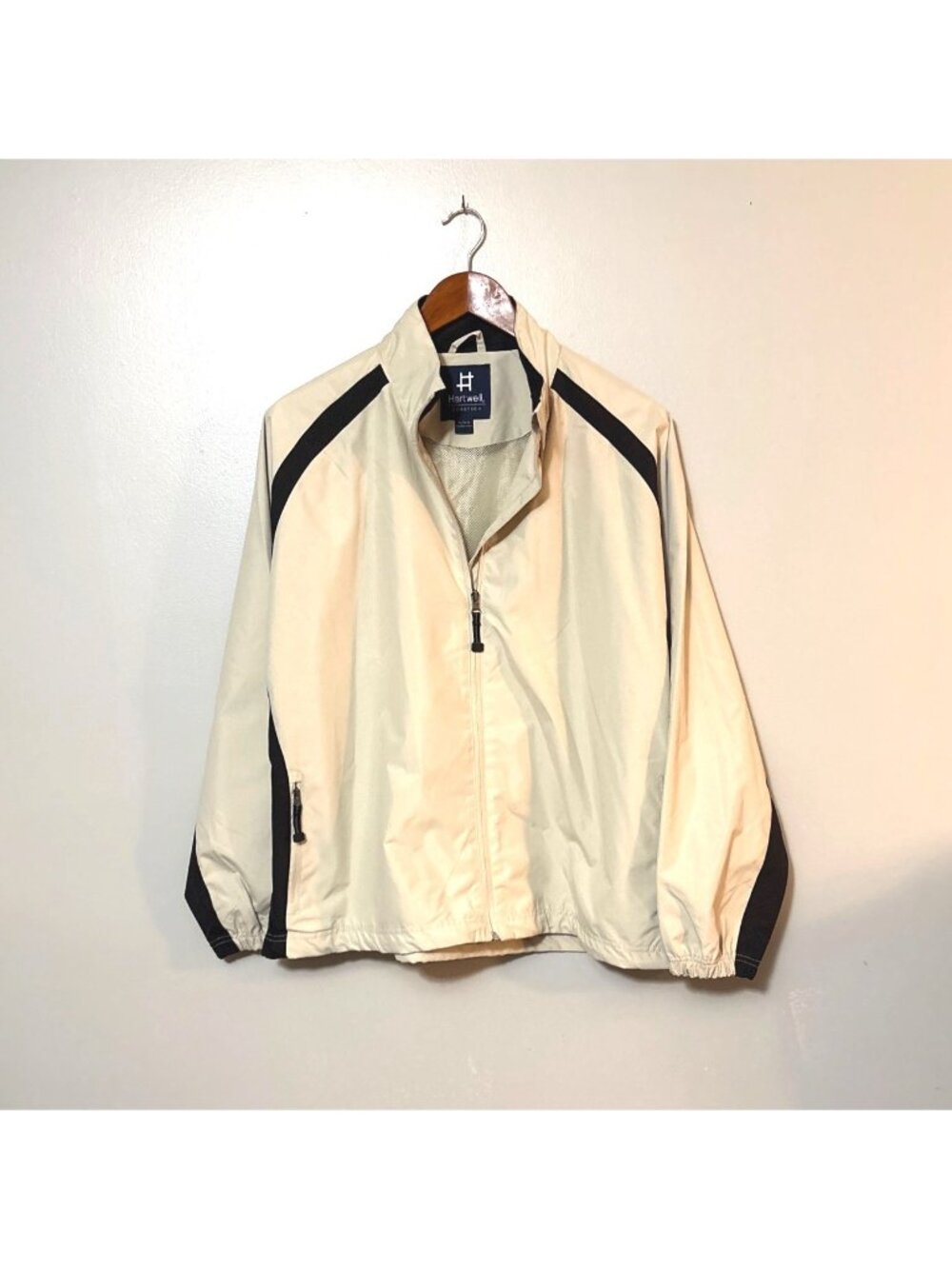 Vintage Hartwell Coretech Beige & Black Lightweight Polyester Windbreaker Jacket